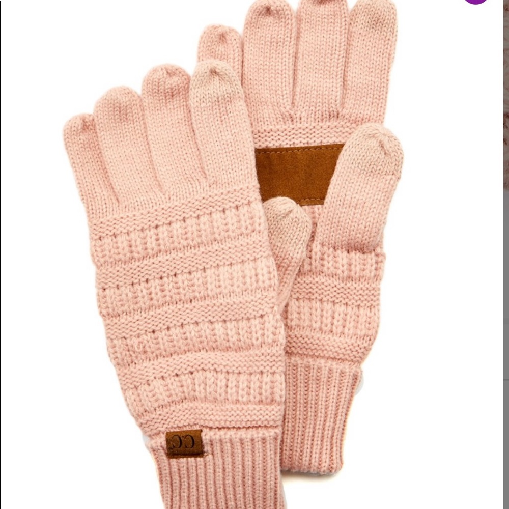 C.C indie pink patch knit gloves